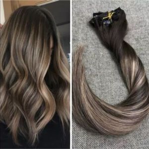 Balayage ombré chocolate brown to ash blonde